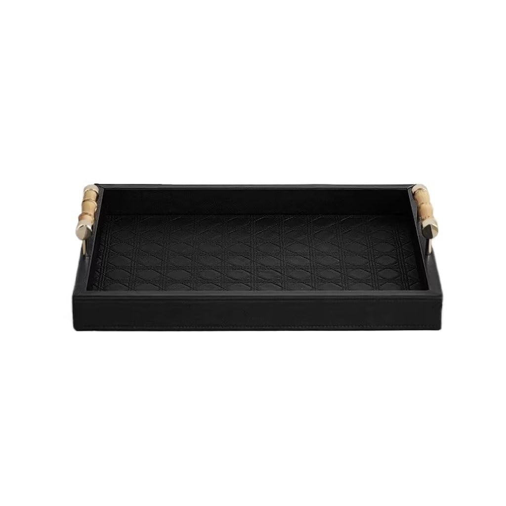 Tray Decor Home Entrance Leather Tray Desktop High-end Decorative Storage Tray Food Tray(A)