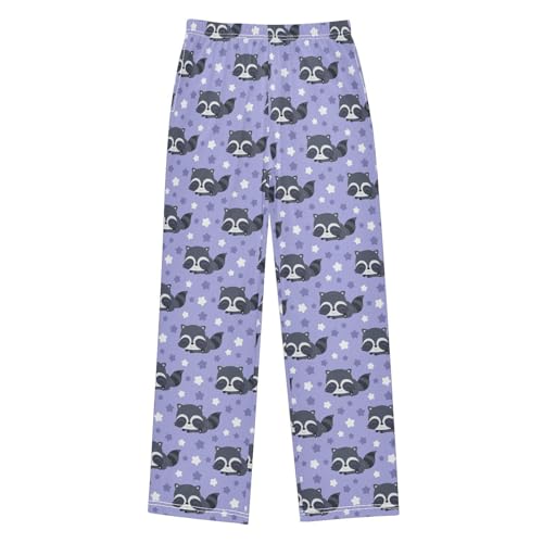 Raccoon Starry Star Boys Long Pants Soft Trousers Elastic Waist Kids Lounge Bottoms with Pockets S-XL