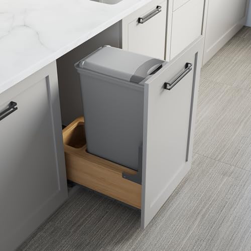 Image of Dowell Single 50Qt Undermount Trash Pull-Out Waste Container with Full Extension Soft-Close Slides, Bottom Mounted, Face Frame /Frameless Min. Cabinet Opening: 12-1 /2 Inch Wide-4008 0115 50