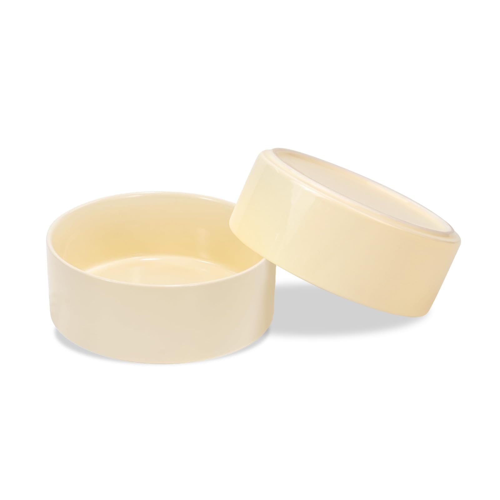 SPUNKYJUNKY Ceramic Dog Bowl, Pack of 2, Feeding Bowl, Cat Bowl for Cats and Dogs (1250 ml, Beige)