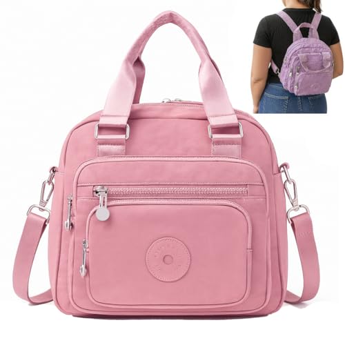 Mochila Bolsa Feminina Casual, shower bag transversal, Ajustável, Resistente à Água, para Escola, Trabalho e Passeios (Rosê)