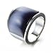 Oakky Jewelry Men's Women's Mosaic Cat's Eye Stone Stainless Steel Opal Rings, Wide, Silver and Grey, Size 10