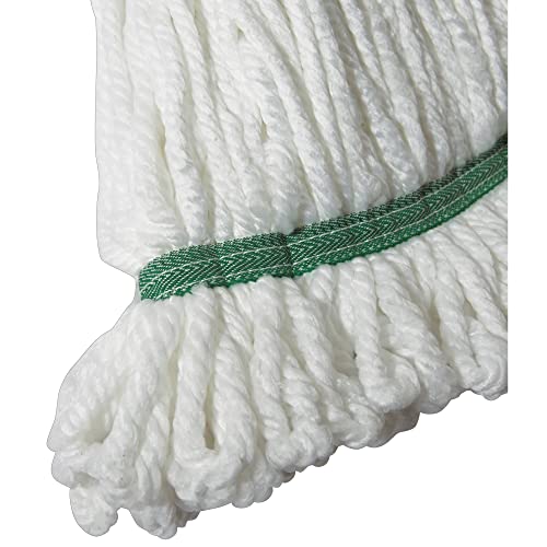 Image of Winco Green Large Microfiber Mop Head | High absorbency, Fanning tailband, Machine washable up to 500 times, Great for Floor Cleaning, Dining Areas and Facility Care