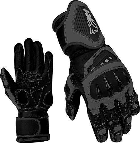 Jet Guanti Moto Pelle Premium Ventilati Gusci Duri...