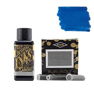 Diamine 30ml Majestic Blue vulpen inkt fles + inktcartridges 6 pack