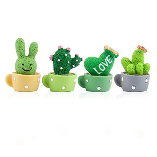 BETESSIN 4pcs Cactus Decoración Coche, Figura Cactus de Coche, Adorno Coche Interior Pequeño, Decoración de Coche Colgante Mesa de Cactus Hogar Escritorio Regalo