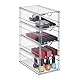Relaxdays Schubladenbox, 4 Fächer, Organizer für Make Up, Büro, Bastelsachen, Kunststoff, Schubladenturm, transparent, 25 x 10,5 x 17,5 cm