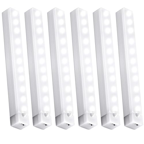 YLUIQDZL 6 Pack Under Cabinet Light,Motion Sensor LED Lights with Magnetic 8 inch，Rechargeable Indoor Wireless Closet Lights for,Kitchen,Stairs Cabinet - image 1