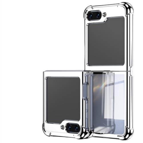 Coque de téléphone transparente Samsung Galaxy Z Flip 5 4 3 argentée