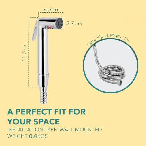 Image of MHS High Pressure Jet Spray for Toilet | Health Faucet Set with Hand Shower Gun & 1M SS Hose Pipe | Bathroom Toilet Jet Spray for Hygiene Cleaning | Toilet Gun for Western Toilet (Aquajet Pro Brass)