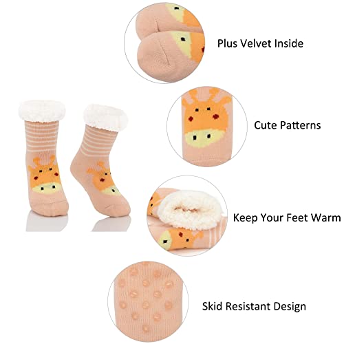 Komorebi Kids Boys Girls Fuzzy Slipper Socks Winter Soft Thick Cozy Socks Anti-Slip Thermal Christmas Socks Indoor3
