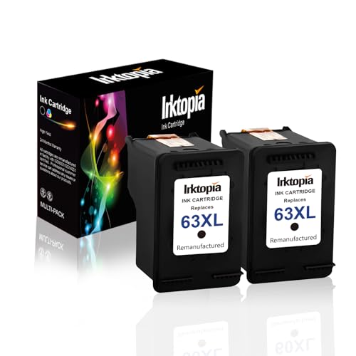 Inktopia Remanufactured Ink Cartridge Replacement for HP 63 XL 63XL Use with HP OfficeJet 5255 5258 3830 3831 3832 Envy 4512 4516 4520 DeskJet 1112 2130 3633 3634 Printer (2 Black)