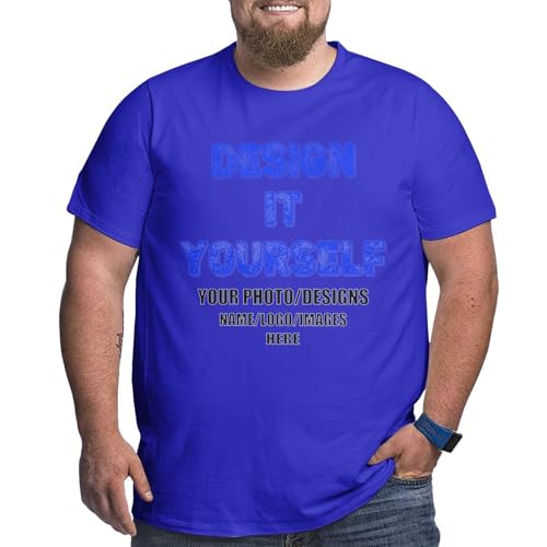Custom Big and Tall Shirts for Men Personalized Customized Plus Size T-Shirts Designed with Your Own Text/Photo/Logo