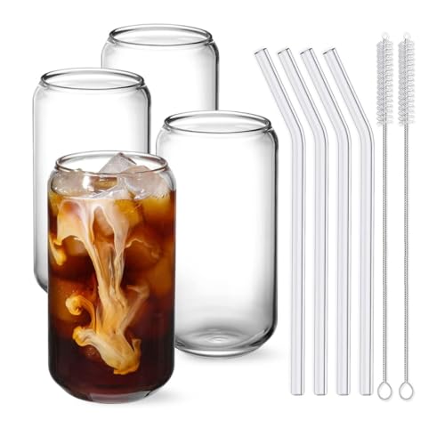Reviews de Vaso old fashion , tabla con los diez mejores. 50 U Chef Juego de 4 Vasos de Vidrio para Beber con Popote, Vasos para Café de 16 Onzas para Cerveza, Café helado, Vaso para Whisky, Refrescos, Té, Agua, con 2 Cepillos de Limpieza...