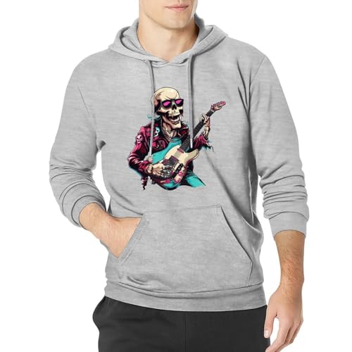 Skeleton Rock And Roll Unisex Casual Hoodies Long Sleeve Lightweight Pullover Tops Loose Sweatshirt with Pocket