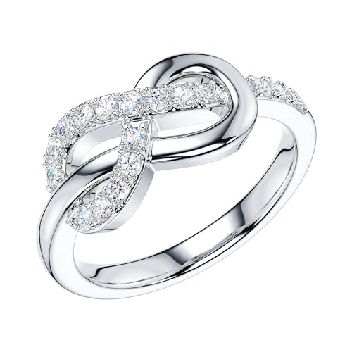 THELANDA Genuine Moissanite or Simulated Diamond Sterling Silver Tie The Infinity Love Knot Intertwined Promise Ring Engagement Ring2