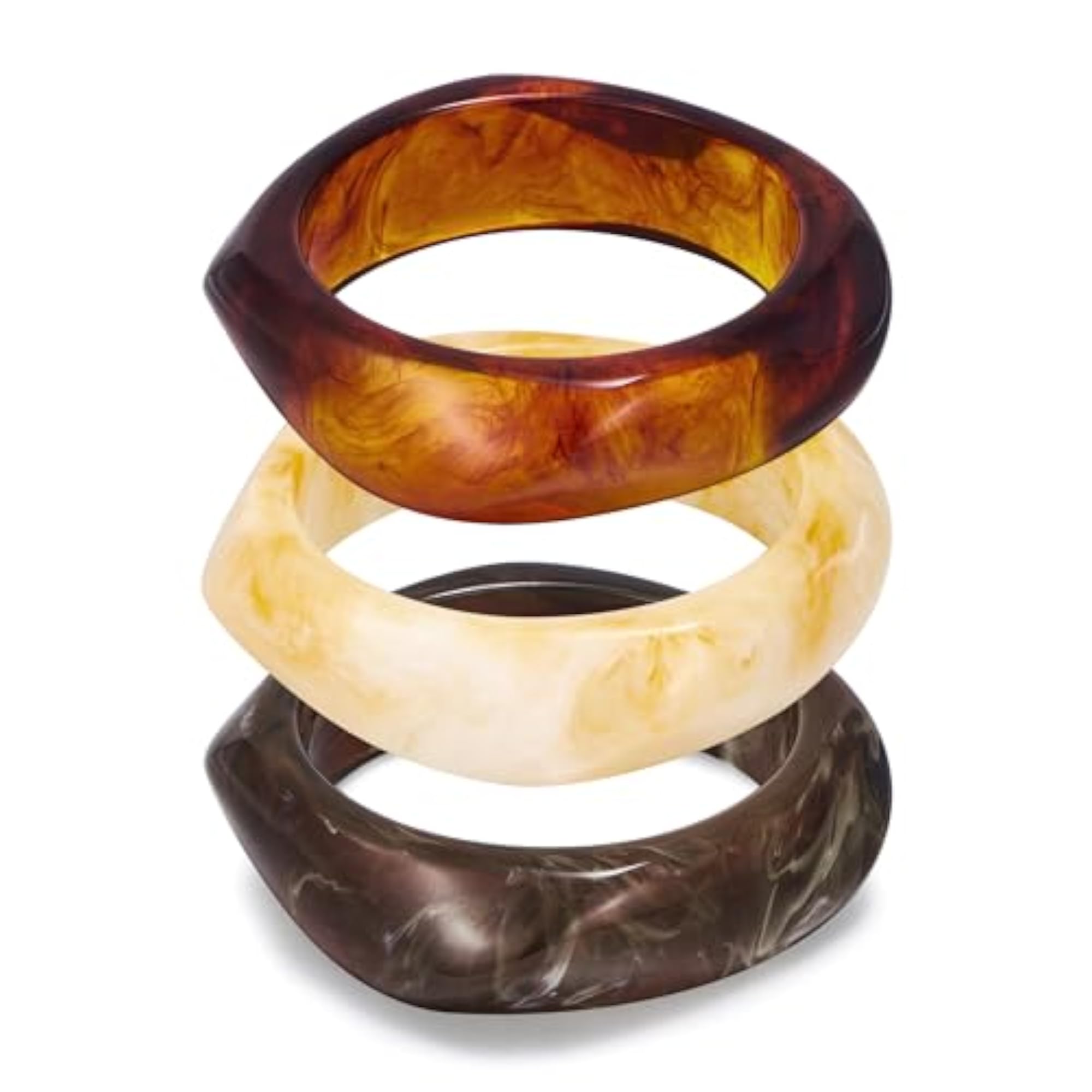 3PCS Chunky Acrylic Resin Bangle Bracelet Set