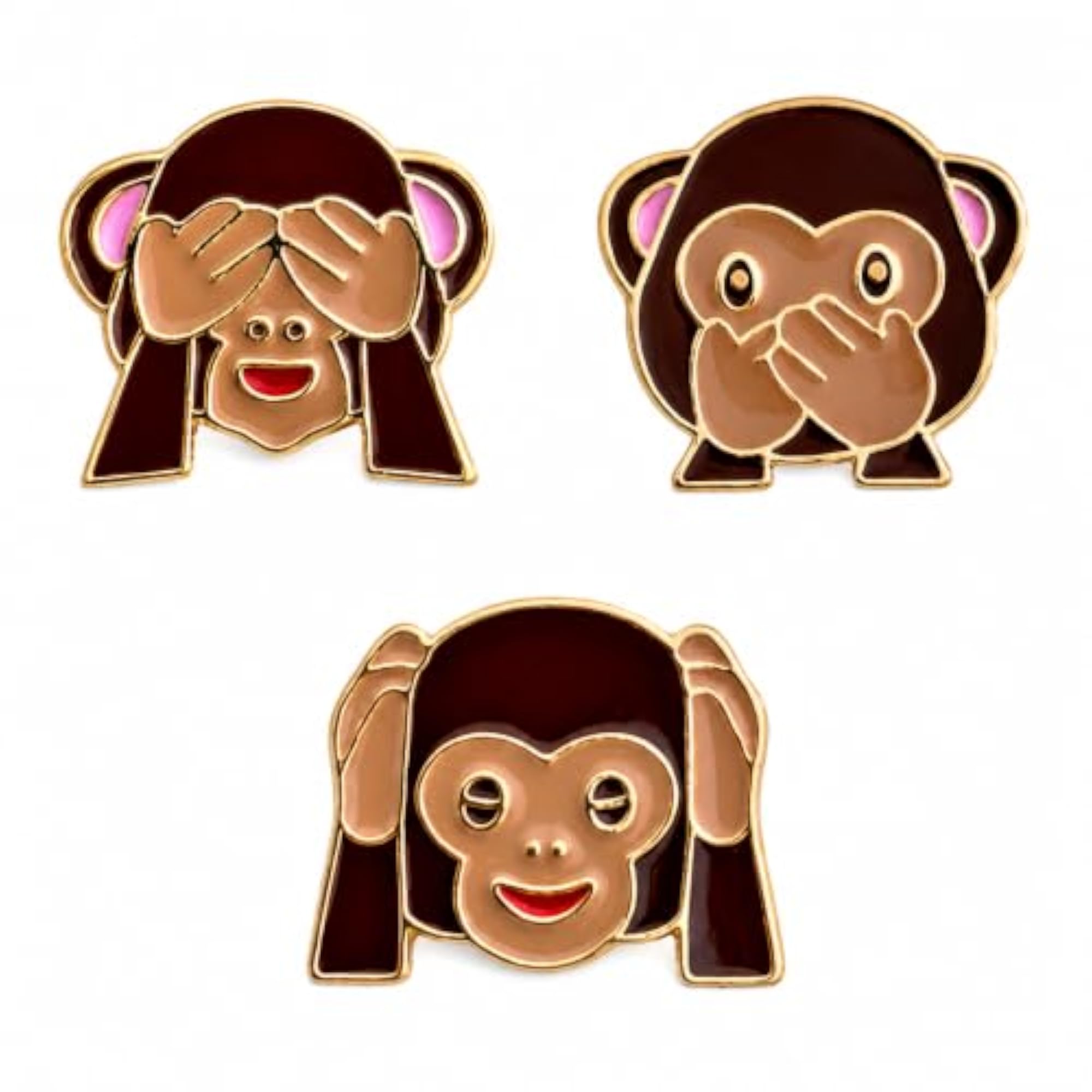 Three Wise Monkey Enamel Pins for Men and Women