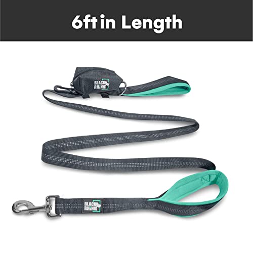 Black Rhino Dog Leash - Heavy Duty - Medium & Large Dogs | 6Ft Long Leashes | Two Traffic Padded Comfort Handles For Safety Control Training - Double Handle Reflective Lead - (Aqua) #TOP3