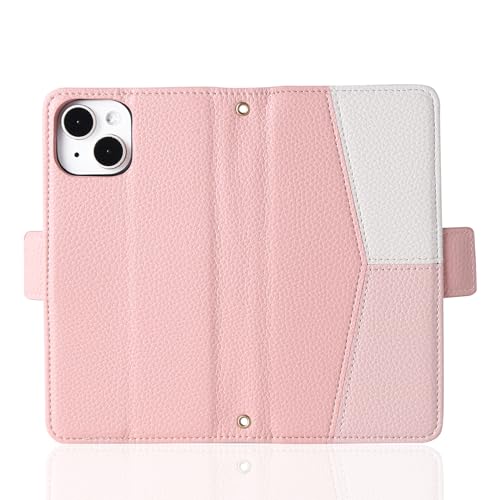 iPhone15 ケース 手帳型 おしゃれ 多機能 6.1インチ iPhone15 手帳ケース 上品 レザーケース シュリンク革 上品 大人 女性 かわいい 真珠チャーム付き ソフトカバー iPhone15 スマホケース 耐衝撃 マグネット付き 使いやすい 持ちやすい iPhone15 手帳カバー スタンド機能 カードポケット 女性 大人 高校生用 ピンクとホワイト