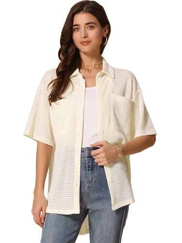 Tunique tricot gaufré femme Allegra K à manches mi-longues