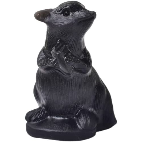Souris miniature en obsidienne noire pour ornement de table de sable zen