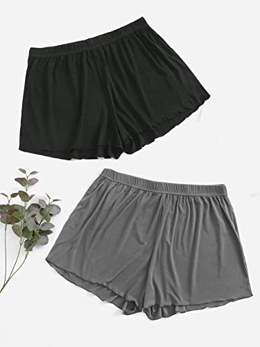 Image of Floerns Women's Plus Size Solid Pajama Shorts 2 Pack Soft Lounge Sleep Shorts