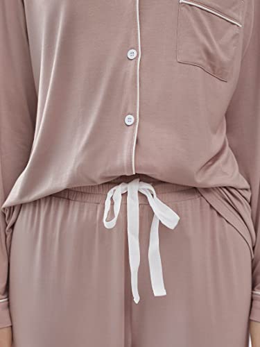 Image of Cherrydew Women's Bamboo Viscose Cooling Long Sleeve Button Up Pajama Set | Buttery-Soft Feel • Naturally Cool Comfort • Breathable Fabric • Relaxed Fit • Sleep & Lounge Ready