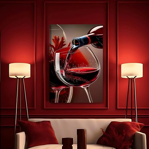 Tableau sur toile vin rouge pour habiller un mur vide de salle à manger