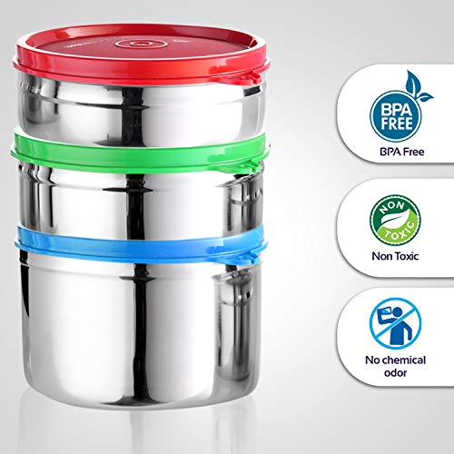 Image of Signoraware Executive Stainless Steel Containers Set (200ml+350ml+500ml |Setof3| Multicolour)
