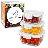 栄養管理士推薦【耐熱ガラス 保存容器 正方形3個セット】フタをしたままレンジOK 耐熱ガラス容器 電子レンジ・オーブン・食洗機対応 作り置き 保存容器セット TAINETSU BOX fit (正方形3個セット（S×1、M×1、L×1）)