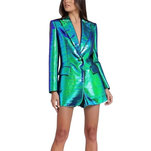Veste à sequins pour sublimer un ensemble deux pièces avec pantalon taille haute