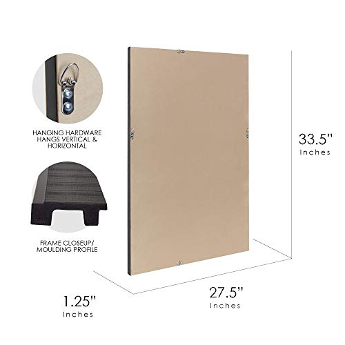 Head West Luxury Rustic Textured Framed Wall Mirror With Beveled Edge | Vintage Art Wall Hang Perfect Frame For Vanity, Bedroom And Bathroom, Horizontal And Vertical Mount - Brown 27.5 X 33.5 Inch #TOP5