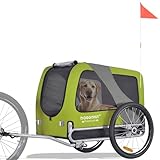 DOGGYHUT® Premium Large Pet Bike Trailer for Medium or Large Dog, Up to 78 lbs,Dog Bicycle Carrier,Low Center of Gravity,Easy Folding Frame (Lime Green)