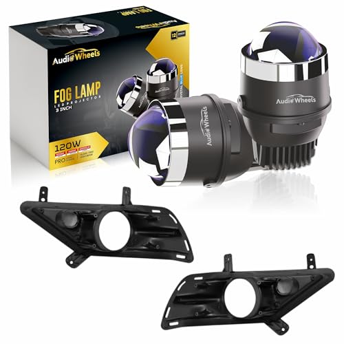 Image of Audio Wheels 3 Inch LED Projector Fog Lamp with Cover - 120W, Tri-Color (White /Warm /Yellow) | | 12V /24V Fog Light for Car & Vehicle Modification | 1-Year Warranty | Compatible with Hyundai Creta 2020