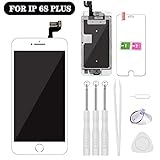 HDXYW Display kompatibel mit iPhone 6S Plus Weiß LCD Touchscreen, mit Frontkamera, Näherungssensor-Lautsprecher, Werkzeugsatz und Bildschirmschutz