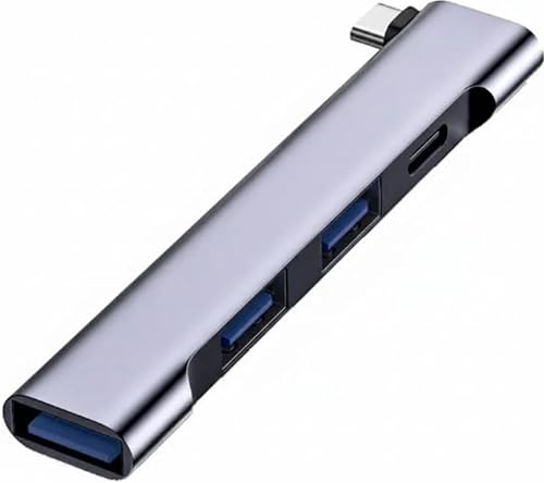 4-in-1 USB C Hub, Portable Multiport Adapter with USB 3.0, Type-C PD 60W Charging Port, Silver,Surface Pro, Flash Drive, Keyboard