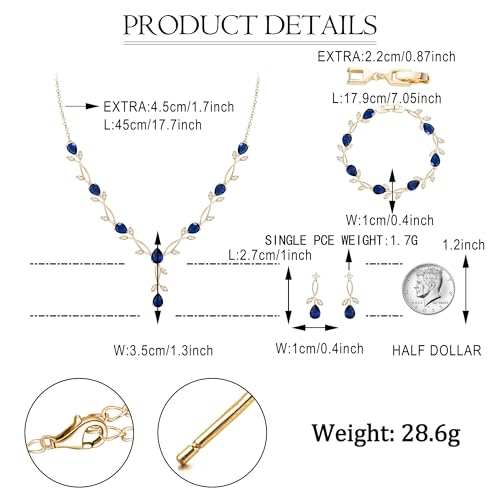 Image of EVER FAITH Cubic Zirconia Pearl Leaf Bridal Jewelry Set for Bride Women