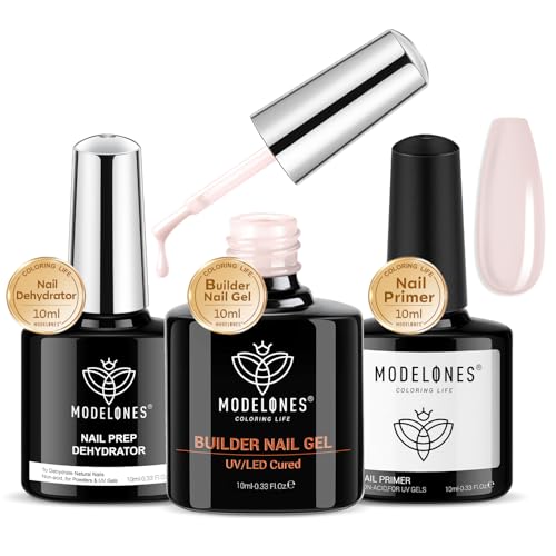 modelones Nail Dehydrator and Primer with Builder Nail Gel Top Coat