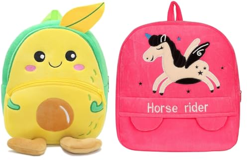 Image of blue tree Cute Boy's and Girl's Plush Bag Medium Quality Full Embroidery Designs Mini Travel Backpack Mango (Mango-Horse rider)