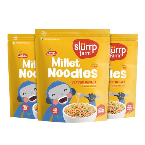 Image of Slurrp Farm No Maida Millet Noodles | Not Fried, No MSG | Classic Masala Millet Noodles Pack of 3-192g Each