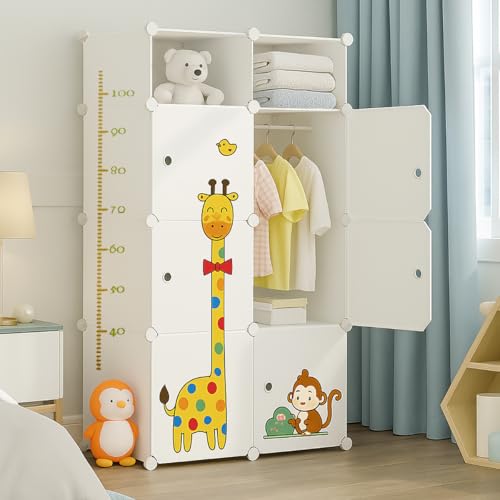 Image of Sunderlook Plastic Wardrobe for Kids Clothes - Collapsible Wardrobe, Easy to Use Anti-Skid & Non-Slip Effective Professional Foldable Plastic Cupboard for Kids, Home (Whtie-M4, 8 Door)