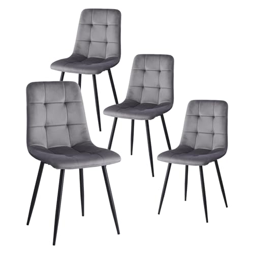 HJhomeheart Lot de 4 Chaises de Salle à Manger Modernes, Confortables, en Velours Hollandais, sans...