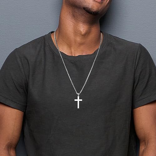 YL Cross Necklace for Men Sterling Silver Plain Cross Pendant Necklace Simple Jewelry for Women(1.18"-1.57")3