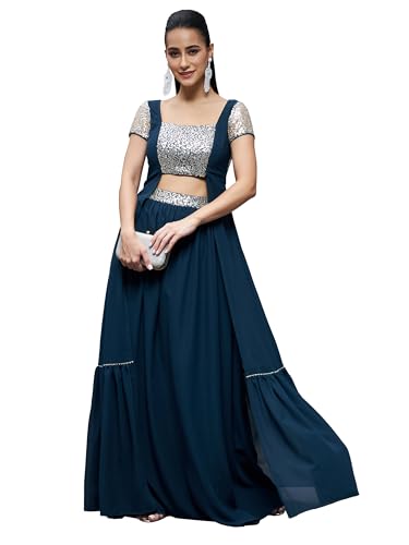 Image of Miss Chase Women's Embellished Square Neck Short Sleeves Waist Band Pocketed Tiered Maxi Co-Ord Set with Pocket