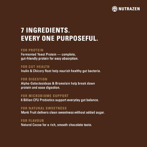 Image of SimplyPure Fermented Yeast Protein Powder - Chocolate | 288g (8 Sachets) | 24.5g Complete Protein | Muscle Recovery & Lean Muscle Support | Gym & Fitness Supplement for Men & Women | Vegan Protein Powder | PDCAAS 1.0 | With Probiotics & Digestive Enzymes