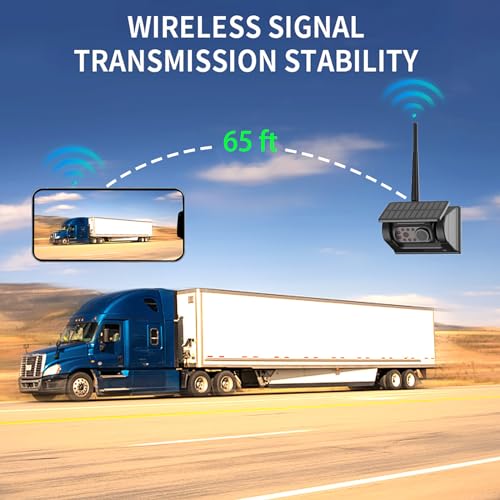B-Qtech Magnetic Solar Wireless Backup Camera Rechargeable Reverse Camera Hitching for Gooseneck, Horse Trailer, Boat, 5th, Small RV, Camper, Easy to Use for iPhone Android