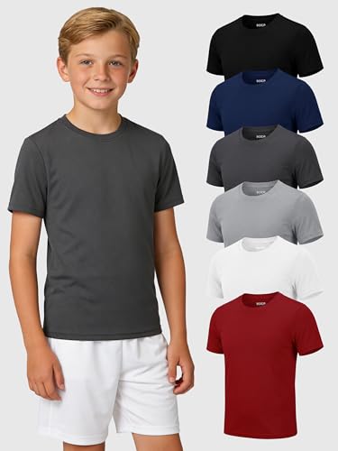 Image of HXP 6 Pack Boys Mesh Athletic Shirts Youth Kids Dry-Fit T-Shirts