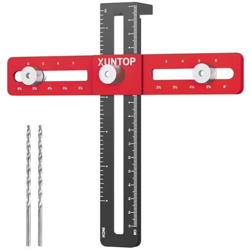 XUNTOP 6.5” Adjustable Cabinet Hardware Doweling Jig with 4mm Alignment Hole Aluminium Alloy Drill Guide Template Tool for Drawer Cabinet Installation Hole Punch Locator Widely Used in Decorators by XUNTOP - Used condition - US$11.07