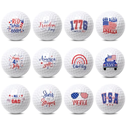 VioraWhite 12 Pcs Patriotic Golf Balls 250th Independence Day Funny